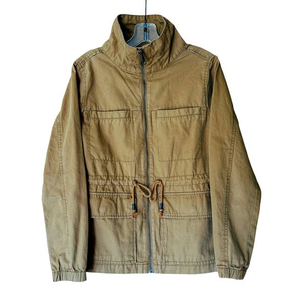Old Navy Utility Field Jacket Women’s S Petite Brown Zip Front Drawstring Waist - Picture 2 of 7